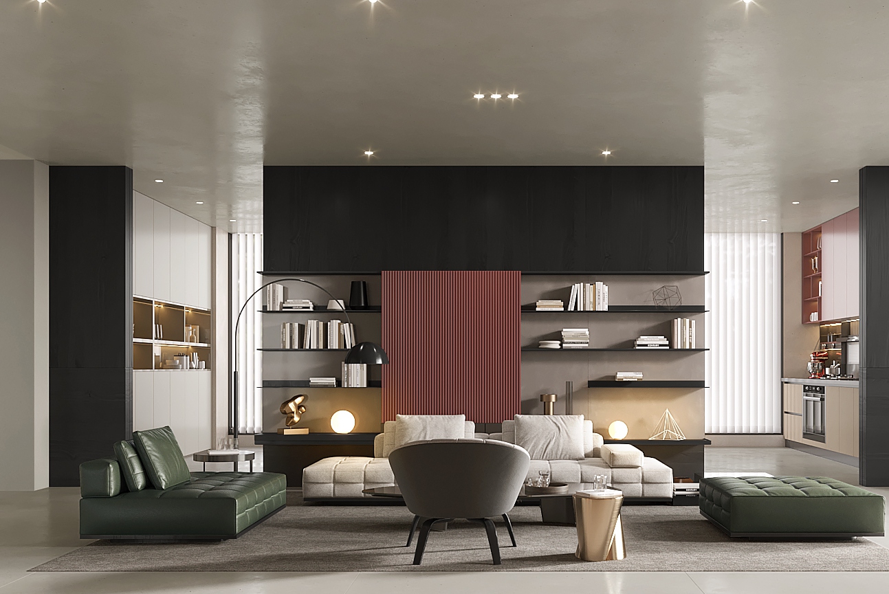 Modern Minimalist Living Room Media System